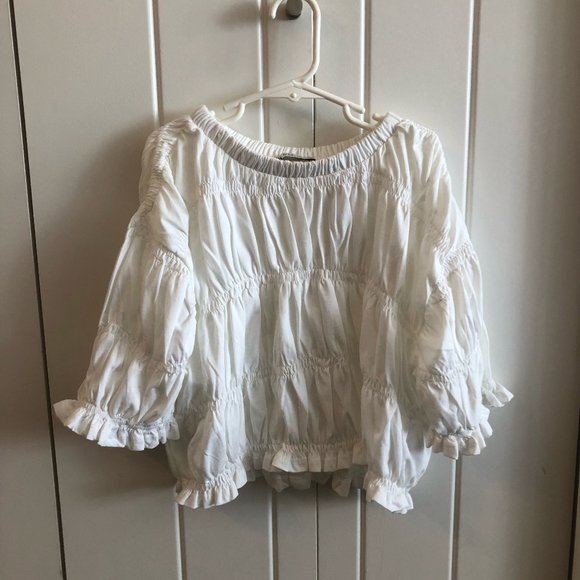 Zara White Ruched Blouse - Picture 2 of 2